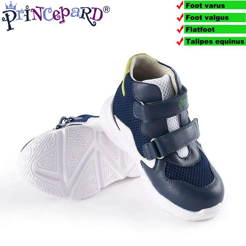 Orthopedic Shoes for Kids Princepard Child Autumn Sports Sneaker Navy White Arch Support and Corrective Insoles