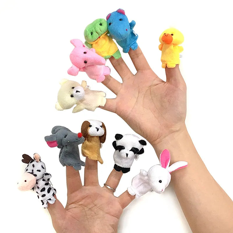 Soft Cute Baby Toys Animal Family Story Hand Finger Puppet Pretend Paly Cloth Soft Dolls Parent-child Game Props For Neonatal