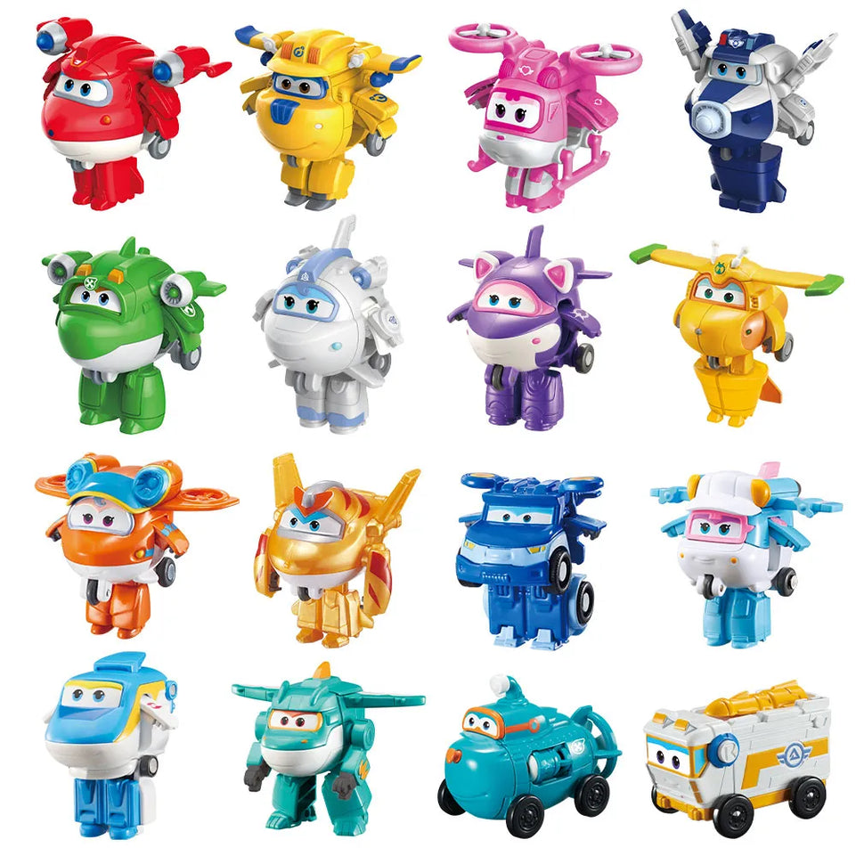 Super Wings 2 Inches Mini Transforming Toy Deformation Airplane Robot Action Figures Transformation Toys For Children Gifts