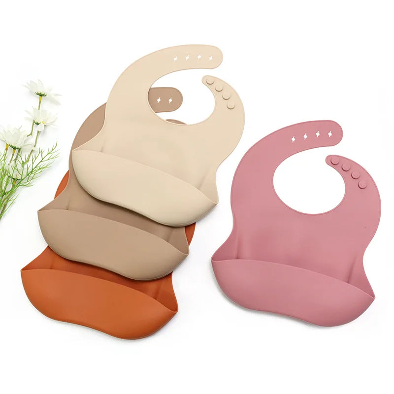 Baby Silicon Bibs Waterproof Solid Infant Bandana Bib Newborns things Breastplate For Baby Girl Boys Kids Feeding kit Accessory