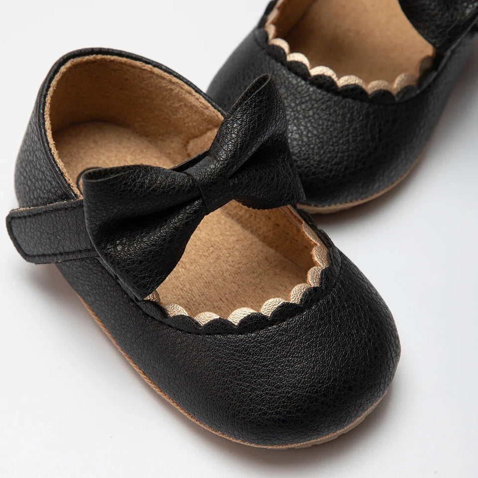 Baby Casual Shoes Infant Toddler Bowknot Non-slip Rubber Soft-Sole Flat PU