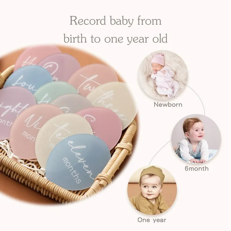Newborn Balloon Acrylic Photography Props Newborns Photography Accessories Baby Gift Birth 13 Color Birthday Milestone Gifts