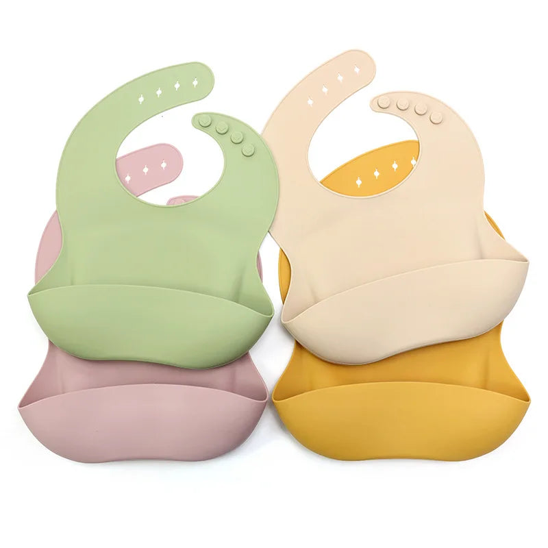 Baby Silicon Bibs Waterproof Solid Infant Bandana Bib Newborns things Breastplate For Baby Girl Boys Kids Feeding kit Accessory