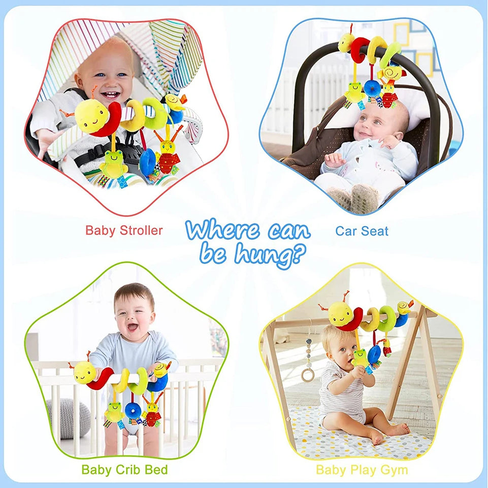 Spiral Stroller Toys Newborn Plush Hanging Baby Soft Rattle Sensory Toys Crib Mobile Bassinet for Babies Boys Girls Ideal Gifts