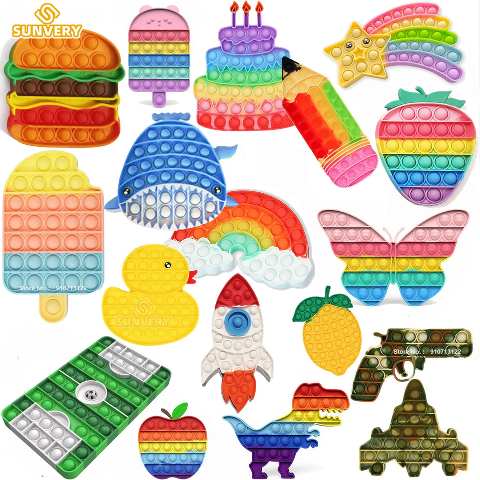 Animal Fidget Toys for Children Adults Kawaii Trend Figet Toy Kids Fun Push Bubble down Antistress toy Girls Boys Birthday Gift