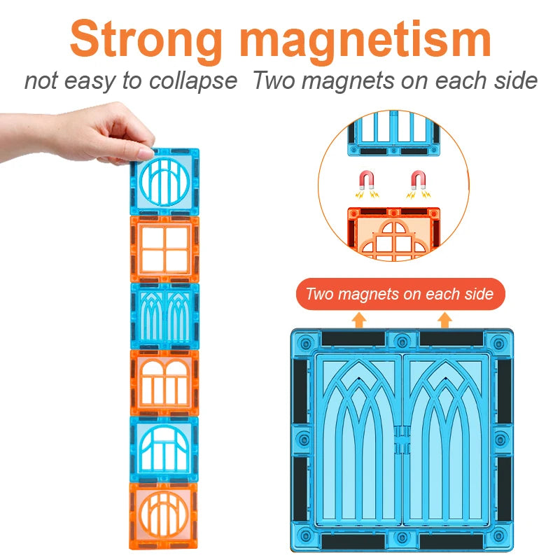 Magplayer Magnetic Construction Set Model & Building Toy DIY Magnetic Blocks Tiles Montessori Educational Toys For Kids Gift