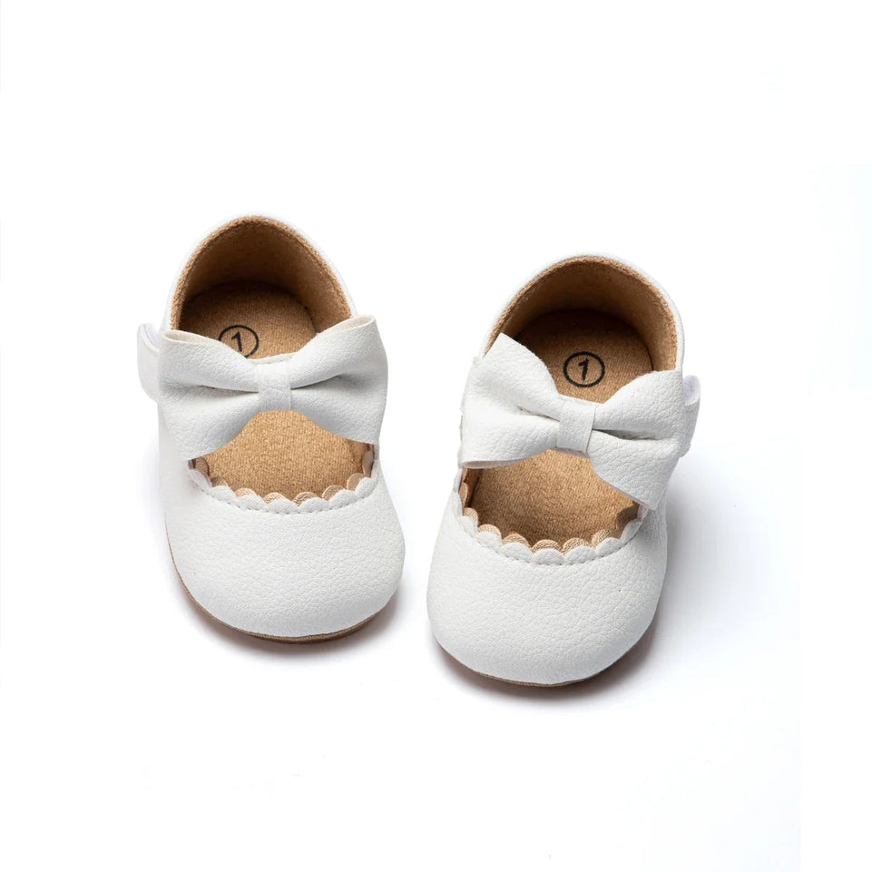 Baby Casual Shoes Infant Toddler Bowknot Non-slip Rubber Soft-Sole Flat PU
